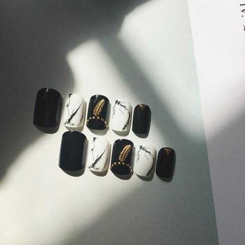 黑白美甲 黑白美甲图片大全简单新款图片