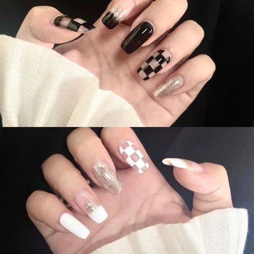 黑美甲图片