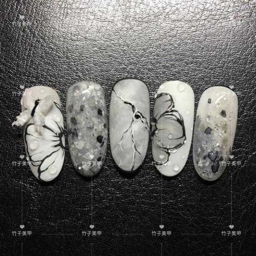 黑美甲图片