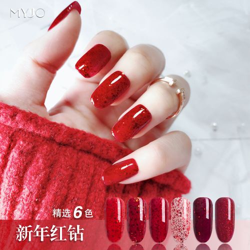 红美甲图片