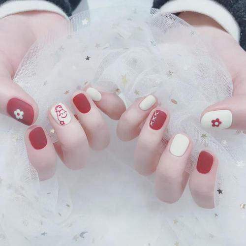 橙美甲图片