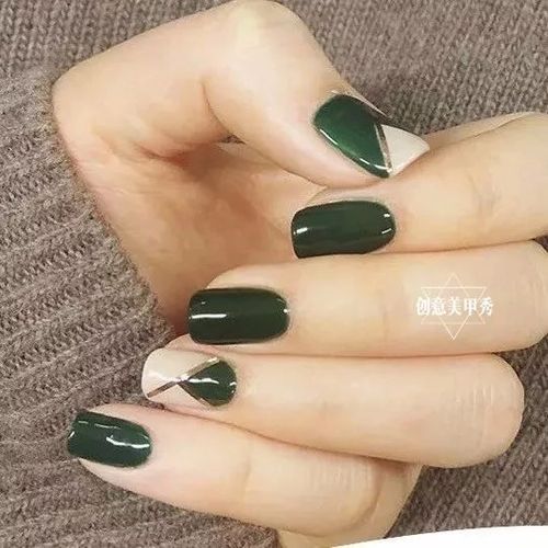 橙美甲图片