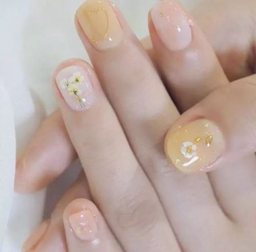 橙美甲图片