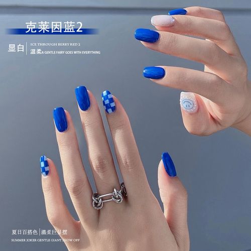 蓝色系美甲 蓝色系美甲图片