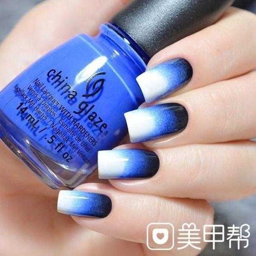 蓝色系美甲 蓝色系美甲图片