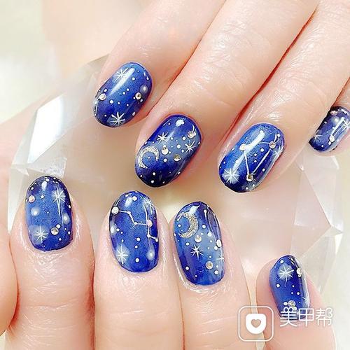 蓝美甲图片