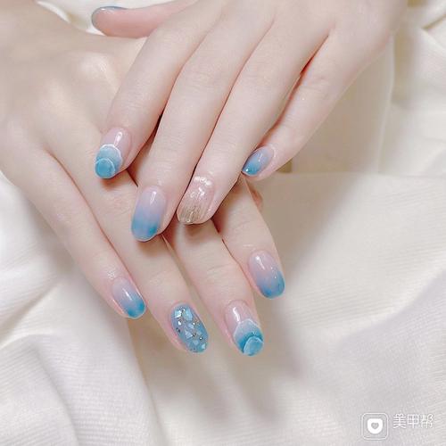 蓝色系美甲 蓝色系美甲图片