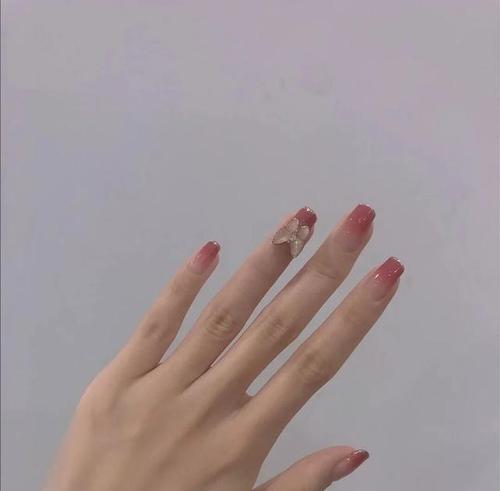 橙美甲图片