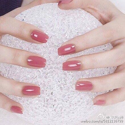橙美甲图片