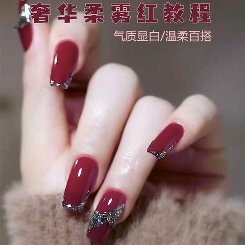 红美甲图片
