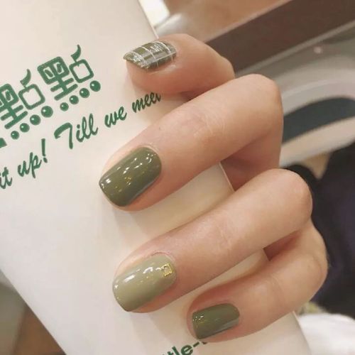 橙美甲图片