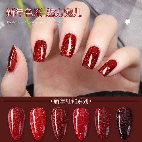 红美甲图片