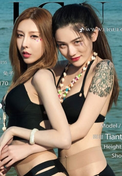 最性感纹身沙滩美女兔子甜甜海边姐妹花丝袜秀网络丽人写真集