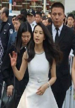 高圆圆现身活动 仙气白裙加身获众保镖贴身保护