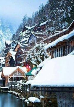奥地利冬季小镇雪景唯美摄影图片