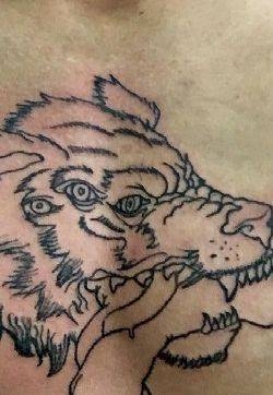 滴血狼头纹身  男生胸部黑色的狼头纹身图片