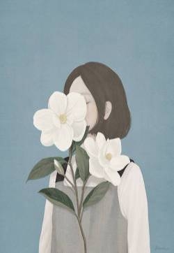 情侣头像：优雅花少女图片