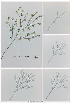树简笔画图片：美南子的简笔画教程