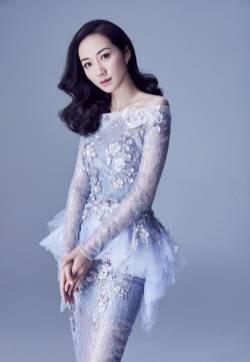 韩雪蕾丝一字肩透视礼服唯美图片