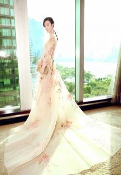 王丽坤薄纱礼服图片：典雅又温婉