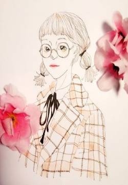 女孩的心情日记插画图片