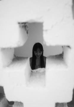 许梦圆魔黑长直发清新写真