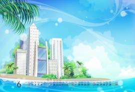 2013年6月月历壁纸之清新城市