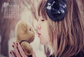 2014年2月月历壁纸值唯美浪漫