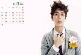 2014年6月日历桌面壁纸 Doctor异乡人 帅气韩国男星朴海镇高清写真图片