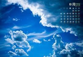 2014年8月日历桌面壁纸蓝天白云天空唯美意境图片