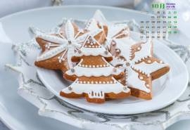 2014年10月日历桌面壁纸好看的圣诞饼干可爱图片