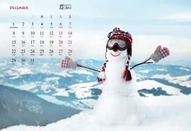2014年12月日历冬季雪景创意堆雪人高清电脑桌面壁纸下载大全(一)