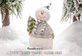 2014年12月日历冬季雪景创意堆雪人高清电脑桌面壁纸下载大全(二)
