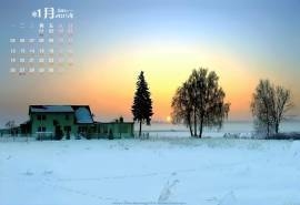 2015年1月日历欧美风情的雪地里的童话木屋冬季雪景高清电脑桌面壁纸(3)