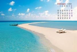 2015年2月日历壁纸好看的大自然碧海蓝天唯美意境风景高清图片下载