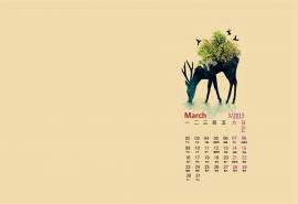 2015年3月日历壁纸简约创意设计手绘卡通可爱图案高清桌面图片下载