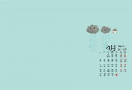 2015年4月日历壁纸可爱的手绘卡通图案高清电脑桌面图片下载