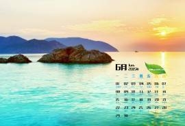 2015年6月日历壁纸精选海上的落日晚霞唯美意境风景图片