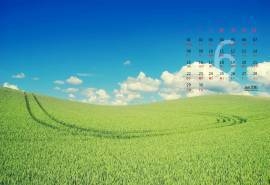 2015年6月日历壁纸蓝天下的草原唯美意境风景图片高清下载