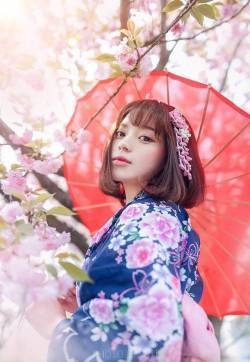 樱开和服樱花美少女唯美写真苹果手机壁纸高清下载