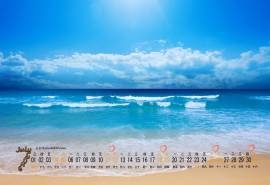 2015年7月日历精选海边风景海浪高清护眼清新桌面壁纸下载