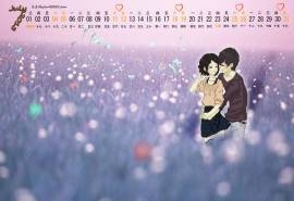 2015年7月日历精选卡通恋爱图片桌面壁纸下载