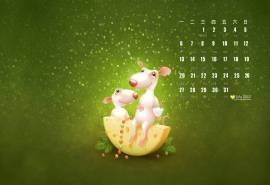 2015年7月日历壁纸非常有创意的可爱卡通图案唯美图片