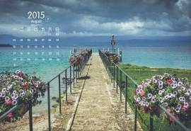 2015年8月日历唯美海边花园高清电脑壁纸下载