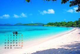 2015年9月日历海滩风景桌面壁纸下载