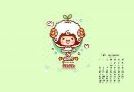 2015年10月日历摩丝摩丝十二星座可爱卡通桌面壁纸下载2