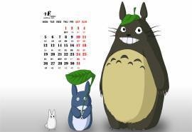 2015年10月日历简约风格龙猫微笑可爱图片壁纸