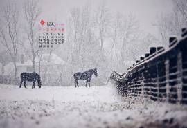 2015年12月日历唯美雪景桌面壁纸下载2