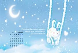 2015年12月日历壁纸小清新可爱卡通兔子图片