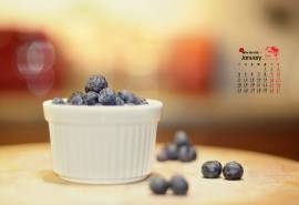 2016年1月日历蓝莓桌面壁纸下载
